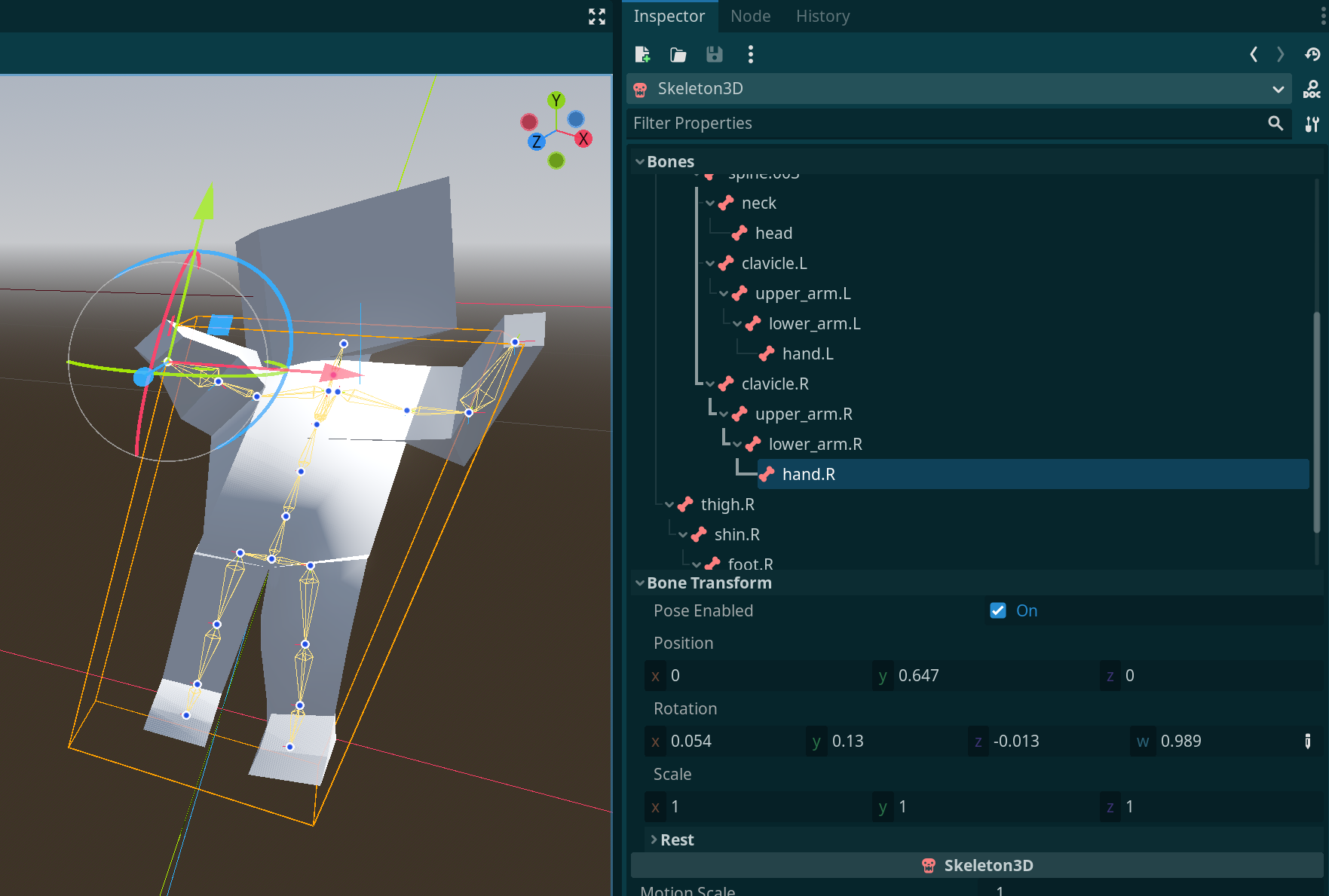 Hero model being posed in Godot